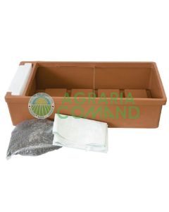 Terraza jardín contenedor color terracota