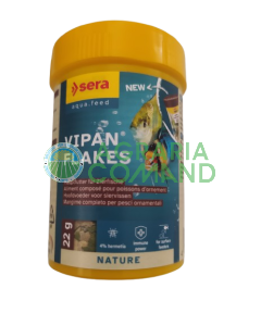 Envase de 22 g de pienso Sera Vipan Flakes.