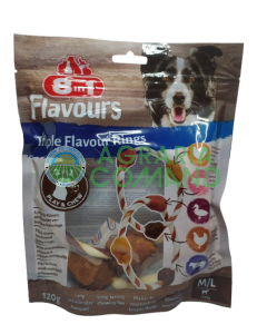 Snack para perros Pack 8 en 1 Sabor Triple Anillas