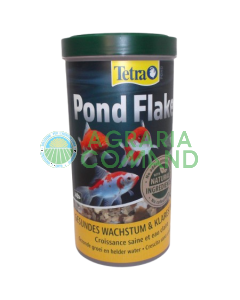 Envase de un litro de TetraPond Flakes