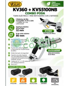 Kit de poda profesional: tijeras KV360 + podadora KVS5100NB Volpi