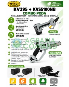 Kit de poda Volpi con tijeras Kv295 y podadora KVS5100NB
