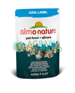 ALMO NATURE AZUL ETIQUETA Pollo y Sardinas gr.70