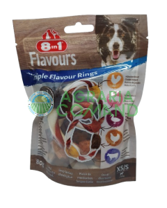 Paquete de sneck para perros 8en1 Anillos de triple sabor (pequeños)