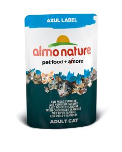 ALMO NATURE AZUL ETIQUETA Pollo y Sardinas gr.70