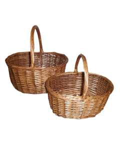 Cesta de mimbre con asa para recoger setas