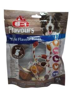 Snack para perros Pack 8 en 1 Sabor Triple Anillas