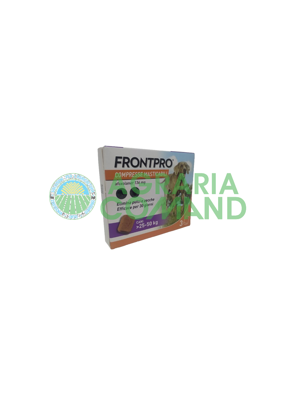 Envase Frontpro comprimidos masticables para perros de 25-50 kg