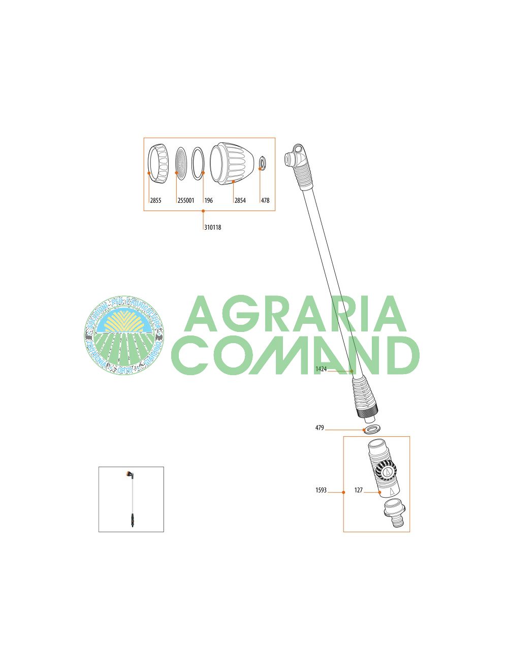 Despiece de las piezas de recambio de la lanza Claber 8922