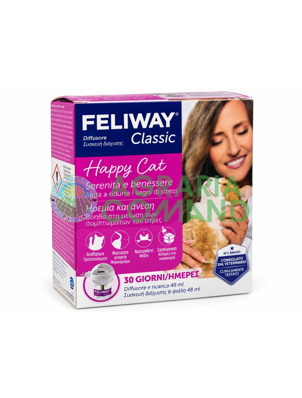 FELIWAY Classic de Ceva: kit de difusor de feromonas para gatos con recambio de 48 ml, duración de hasta 30 días FELIWAY Classic de Ceva: kit de difusor de feromonas para gatos con recambio de 48 ml, duración de hasta 30 días