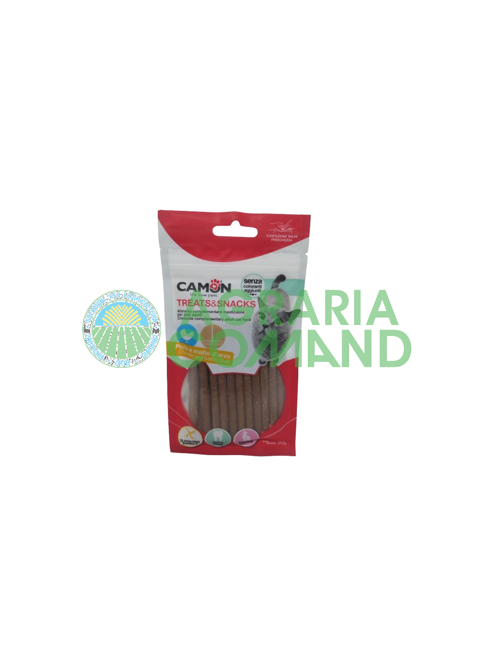 Camon Treats and Snacks Paquete de snacks para gatos con malta de cebada y pollo
