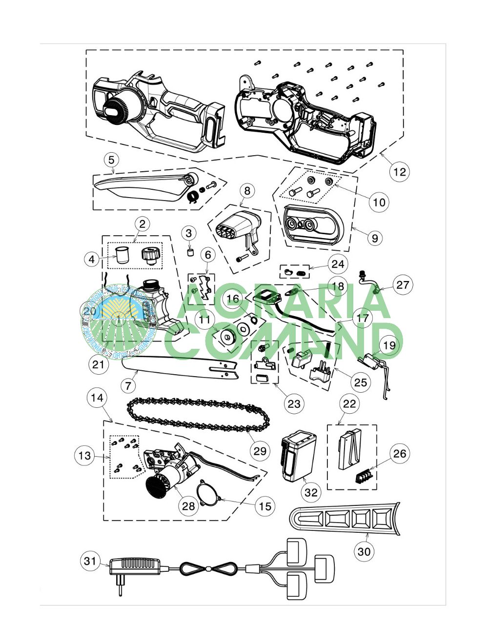Despiece de la podadora Volpi KVS8000