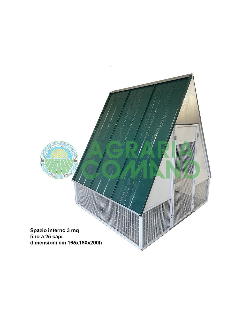 gallinero metálico con superficie útil de 3 m2.