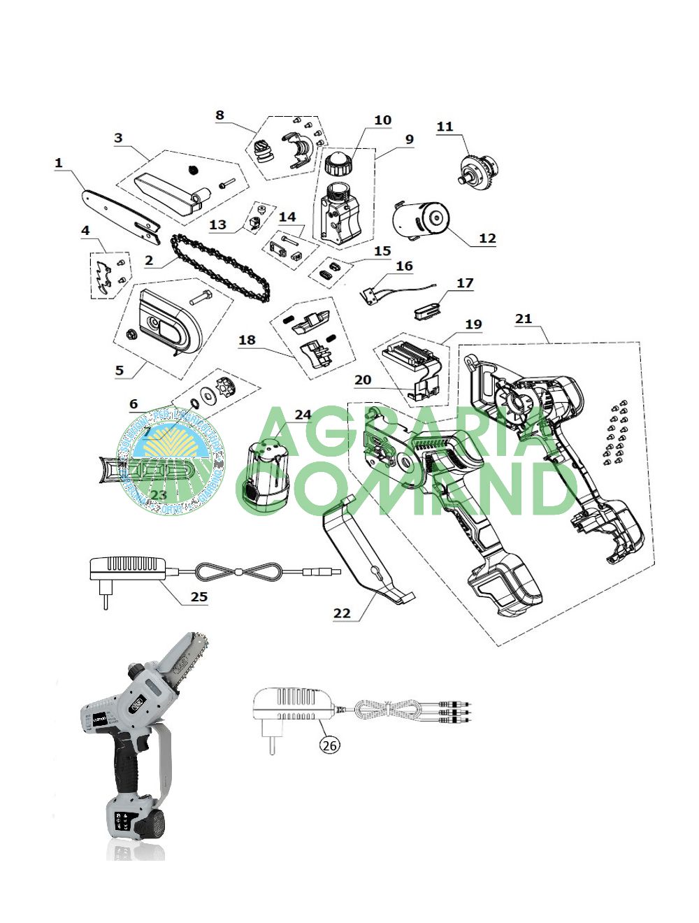 hoja de piezas de la podadora kvs5100