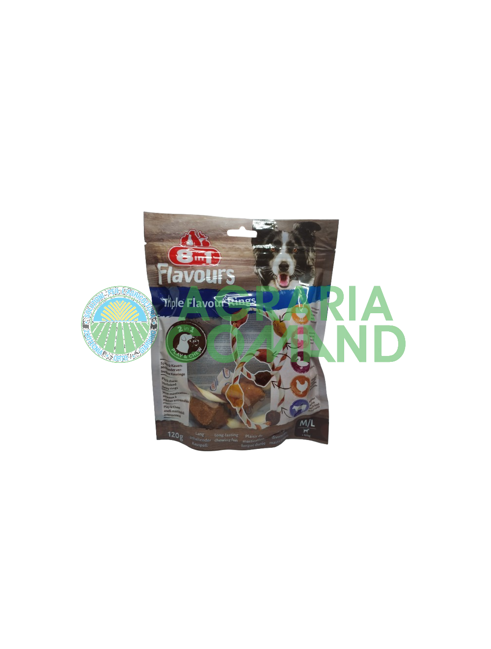 Snack para perros Pack 8 en 1 Sabor Triple Anillas Snack para perros Pack 8 en 1 Sabor Triple Anillas