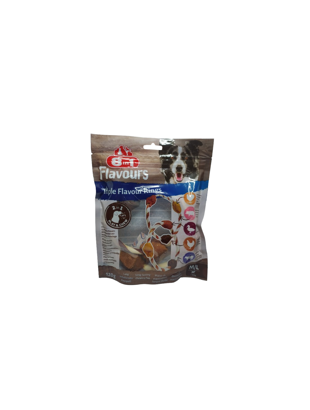 Snack para perros Pack 8 en 1 Sabor Triple Anillas