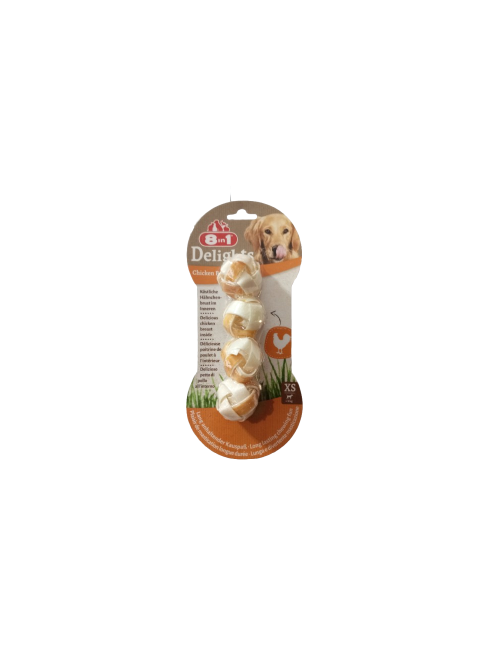 Pack snack para perros 8 en 1 Delicias Bolas de Pollo XS pequeño 4 unid.