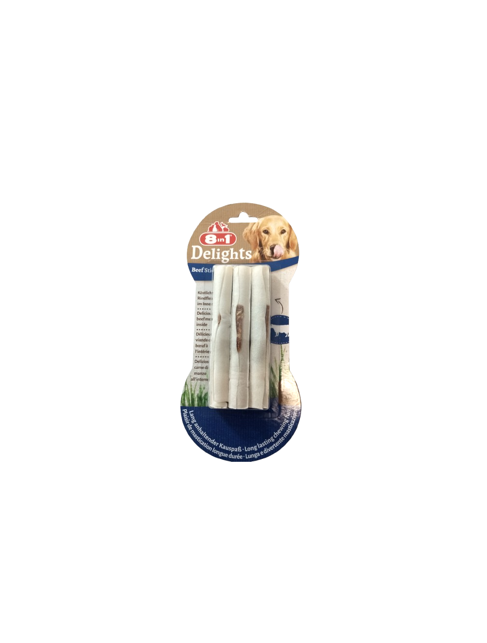 Pack de snacks para perros 8 en 1 Delights Beef Sticks