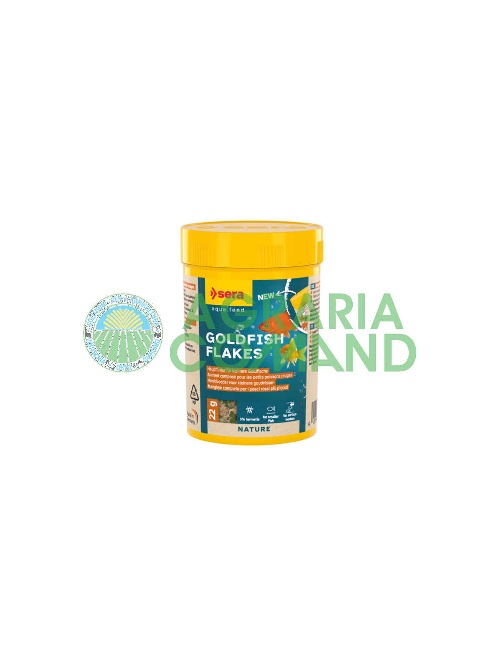 Envase de pienso Sera Goldfish Flakes de 22 g.