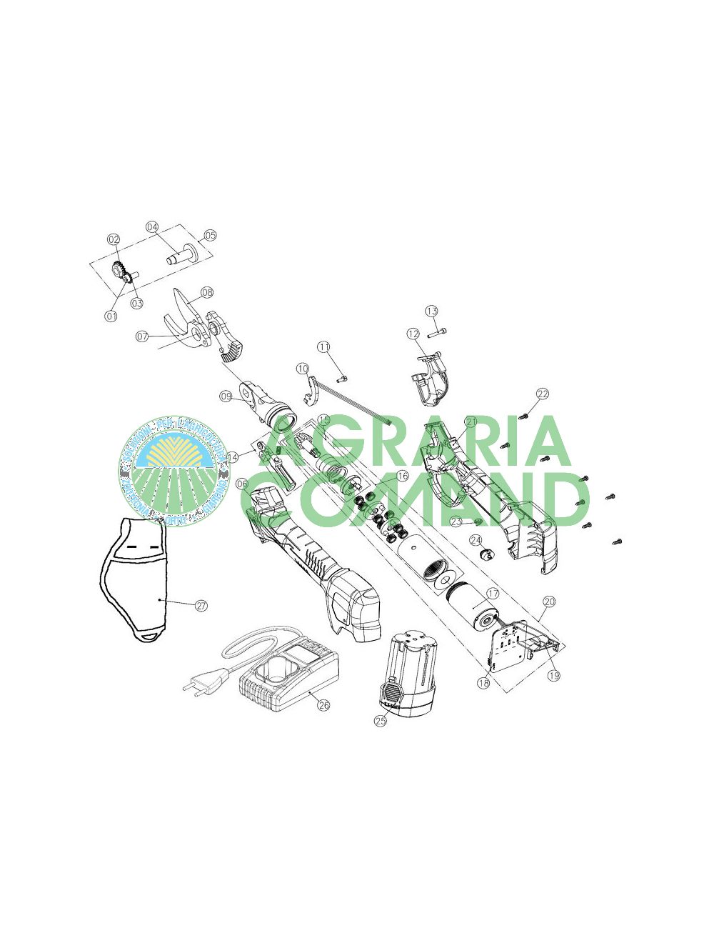 Despiece de las piezas de recambio de la tijera PV 280